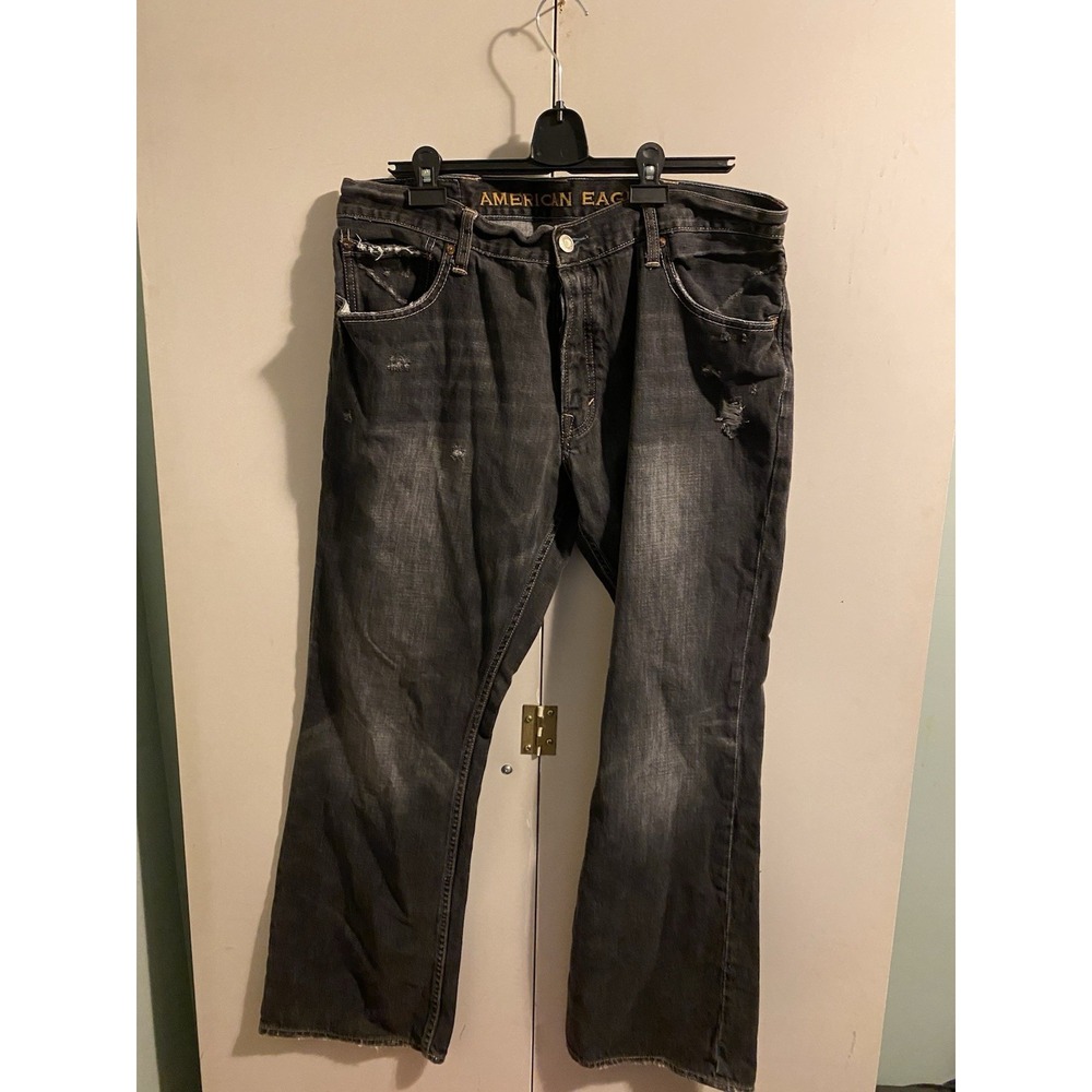 Vintage American Eagle Jeans Mens 38x32 Black Low Rise Bootcut 100% Cotton